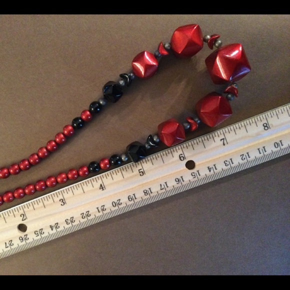 Vintage Metal Red Black Silver Tone OOAK Choker - Picture 11 of 11